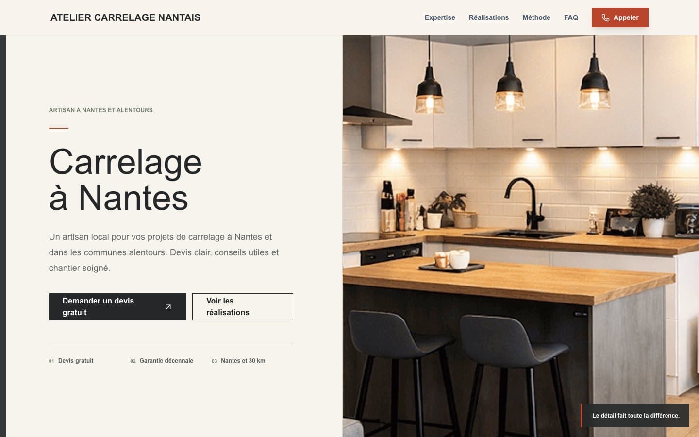 Aperçu réel du modèle de site artisan Atelier
