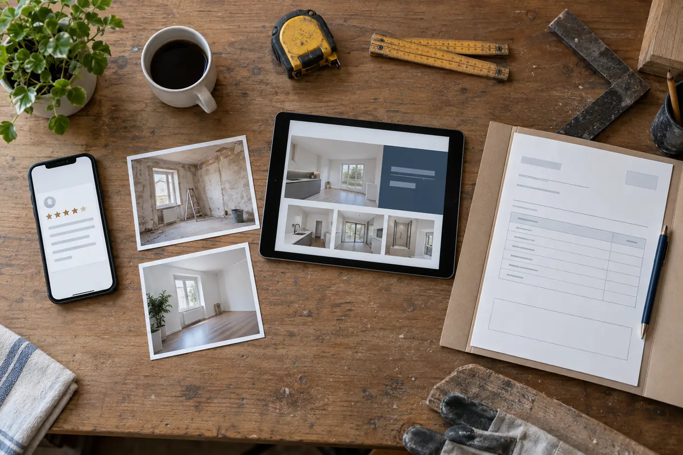 Avis client relié aux photos avant-après, à une page de réalisation et à un dossier de devis
