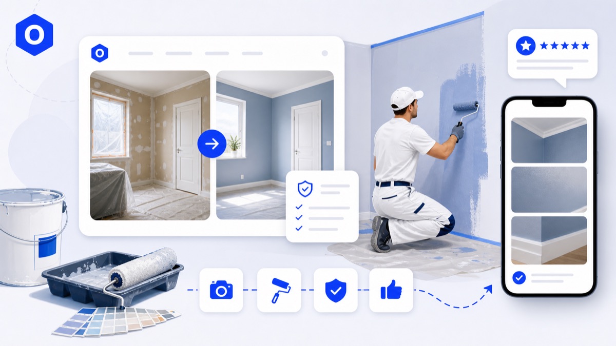 Illustration des photos de chantier qu'un peintre peut publier avant un devis