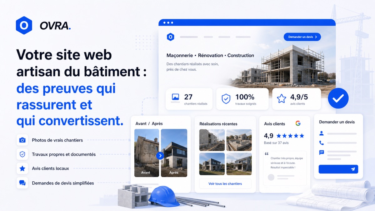 Illustration des preuves de chantier à montrer sur un site d'artisan du bâtiment